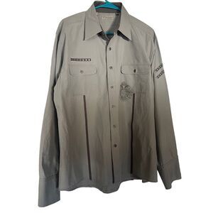 7 Diamonds Mens Double Flap Pockets Collared Long Sleeve Shirt Size XXL